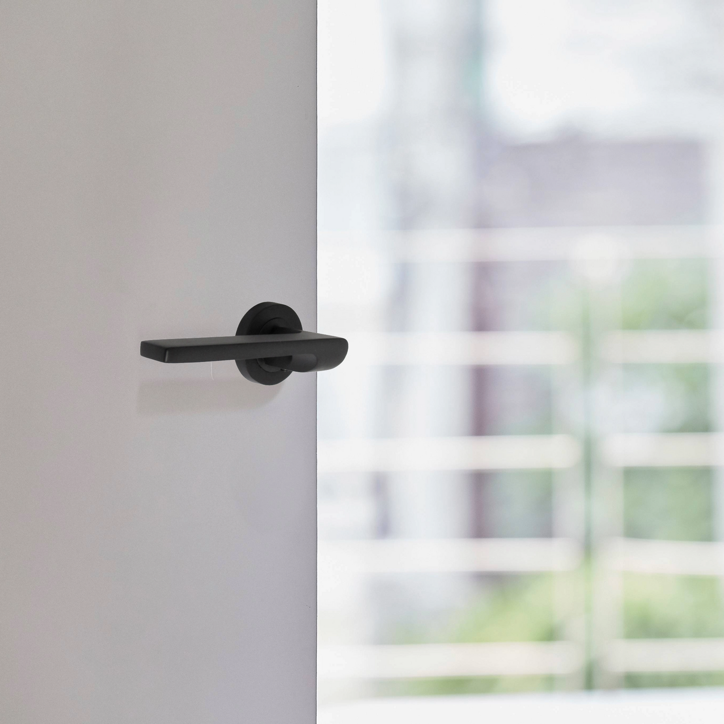UNO-2 Door Handle Modern Matt Black Lever on Rose Internal Doors Handles + 64mm Latch