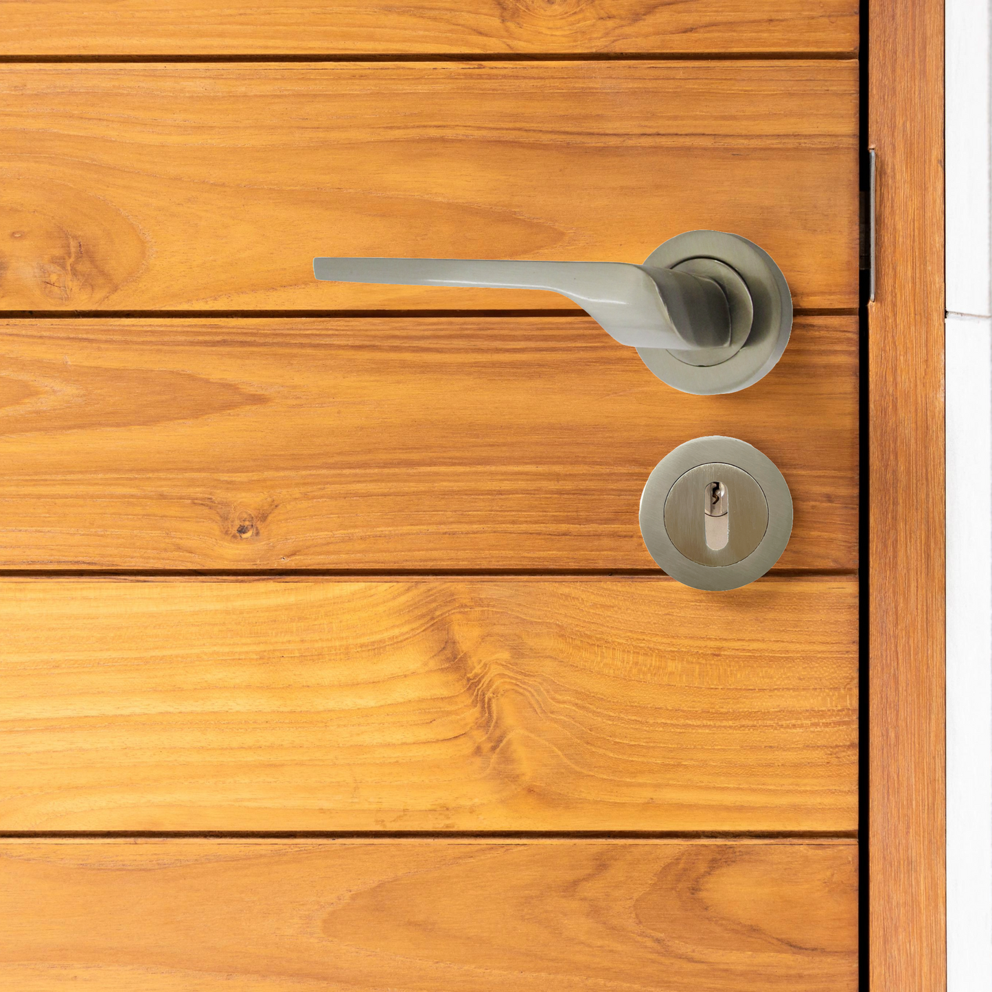 Ensemble de clés de serrure de poignée de porte UNO-2, levier moderne en nickel satiné sur rosace, écusson interne