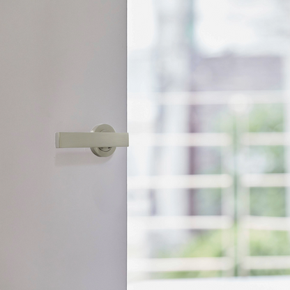 Cafri Door Handle Modern Satin Nickel Rectangular Lever on Rose Internal Latch Handles
