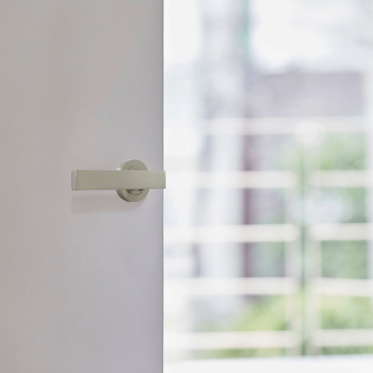 Marketplace JPG companion for Cafri Door Handle Modern Satin Nickel Rectangular Lever on Rose Internal + 64mm Latch & Hinges