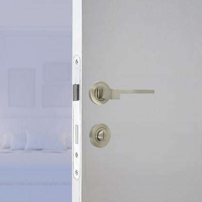 Marketplace JPG companion for UNO-3 Door Handle Bathroom Set Modern Satin Nickel Lever on Rose with Thumbturn and Lock