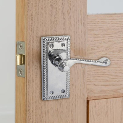 Door Handles Chrome Stylish Georgian Lever Latch Roped Edge Handles