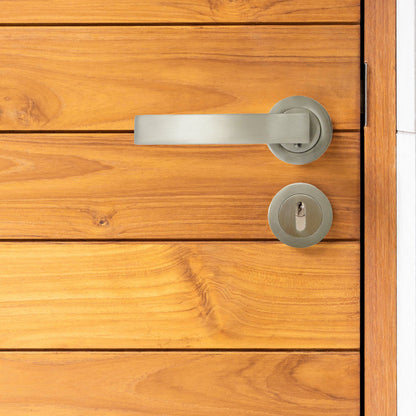 Marketplace JPG companion for Cafri Door Handle Lock Key Set Modern Satin Nickel Rectangular Lever on Rose Internal Escutcheon