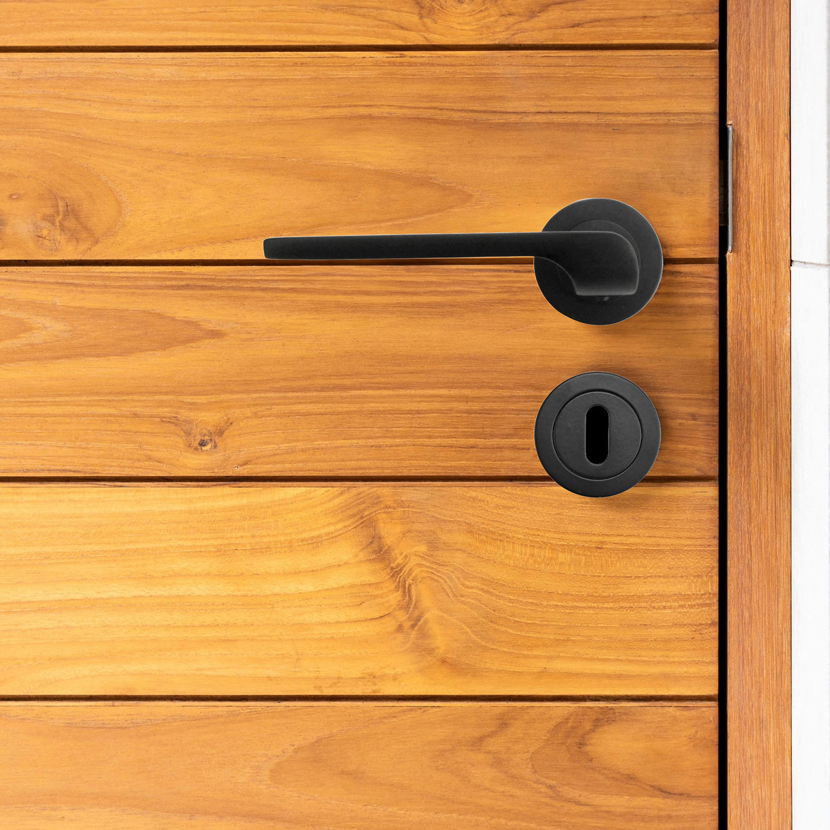 Marketplace JPG companion for UNO-2 Door Handle Escutcheon Lock Key Set Modern Design Matt Black Lever on Rose Internal