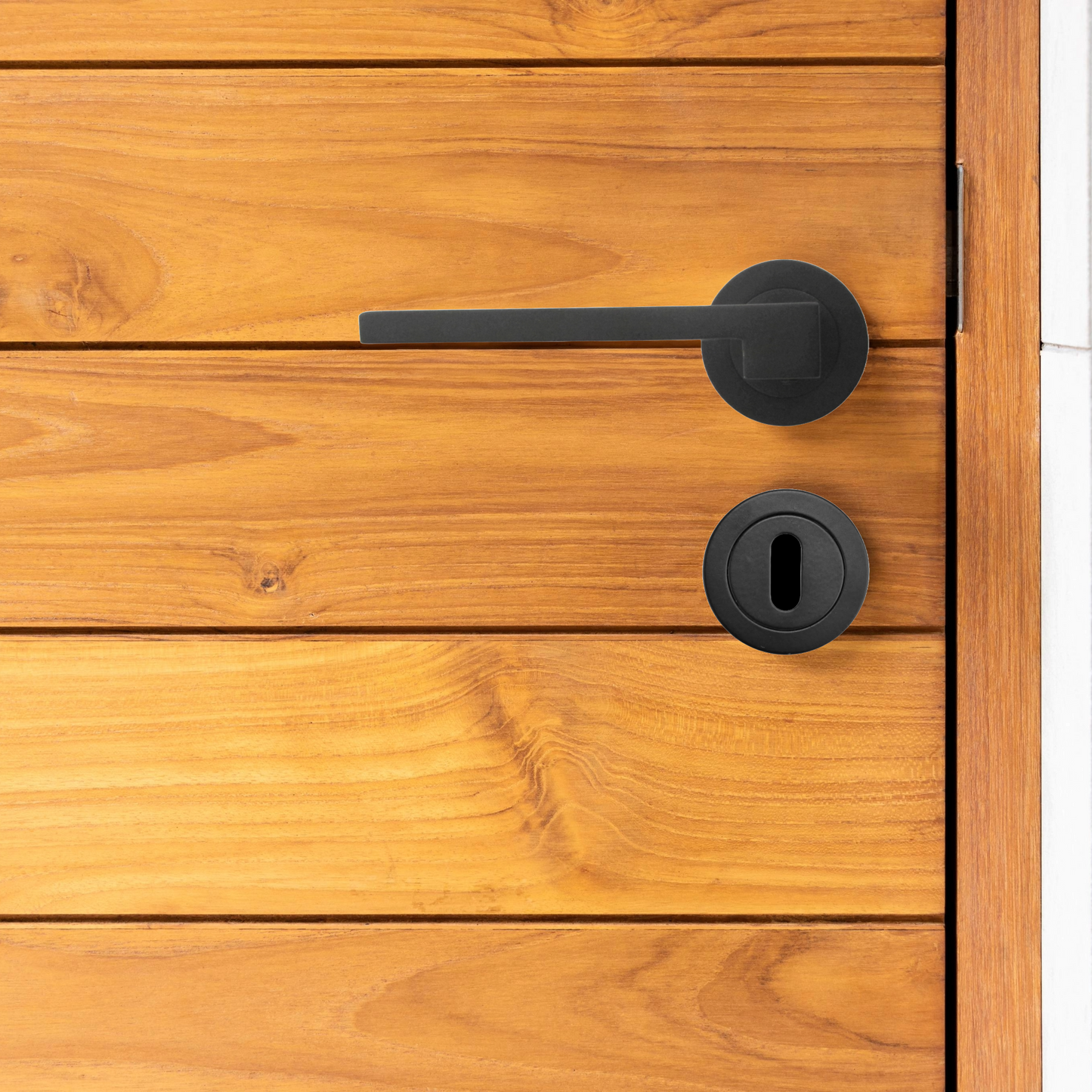 Ensemble de clés de serrure de poignée de porte UNO-3, levier moderne noir mat sur rosace, pack d'écusson interne