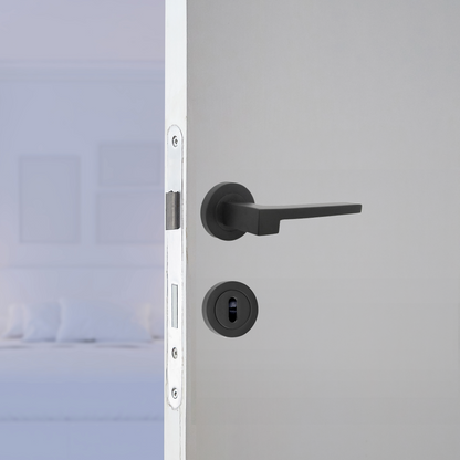 Ensemble de clés de serrure de poignée de porte UNO-3, levier moderne noir mat sur rosace, écusson interne
