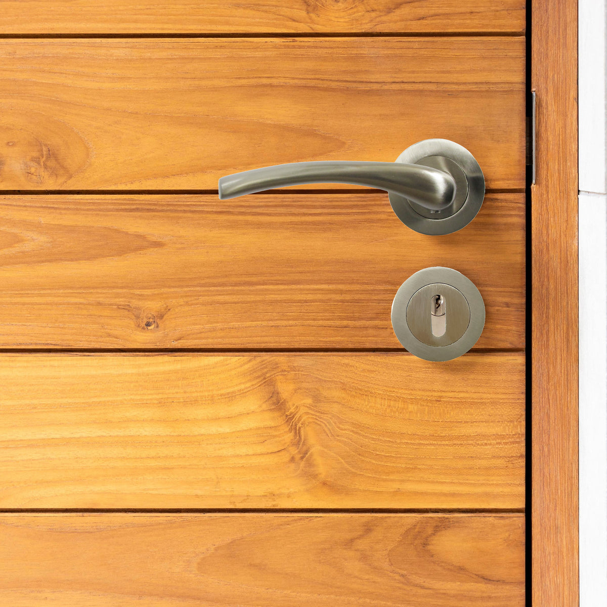 Marketplace JPG companion for Zena Door Handle Lock Key Set Modern Satin Nickel Lever on Rose Internal Escutcheon