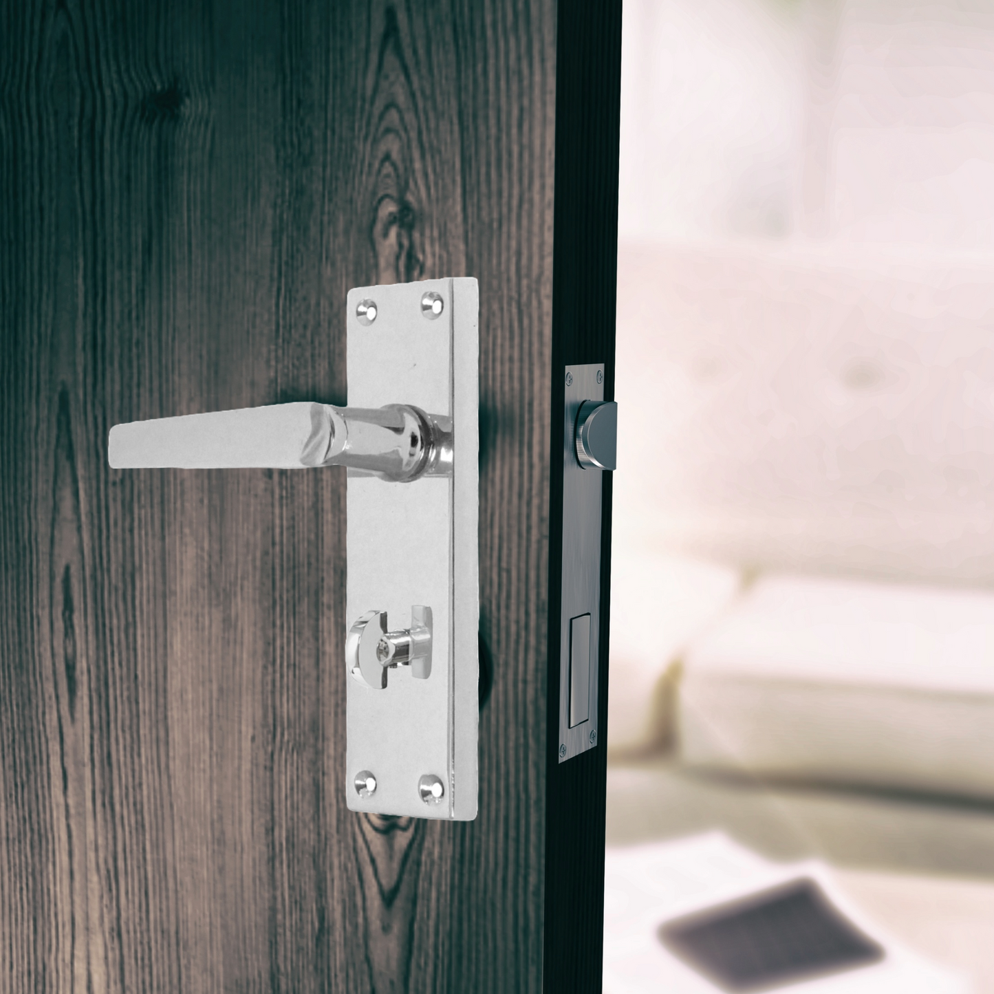 Door Handles Straight Bath Lock Handle - Chrome 150 x 40mm