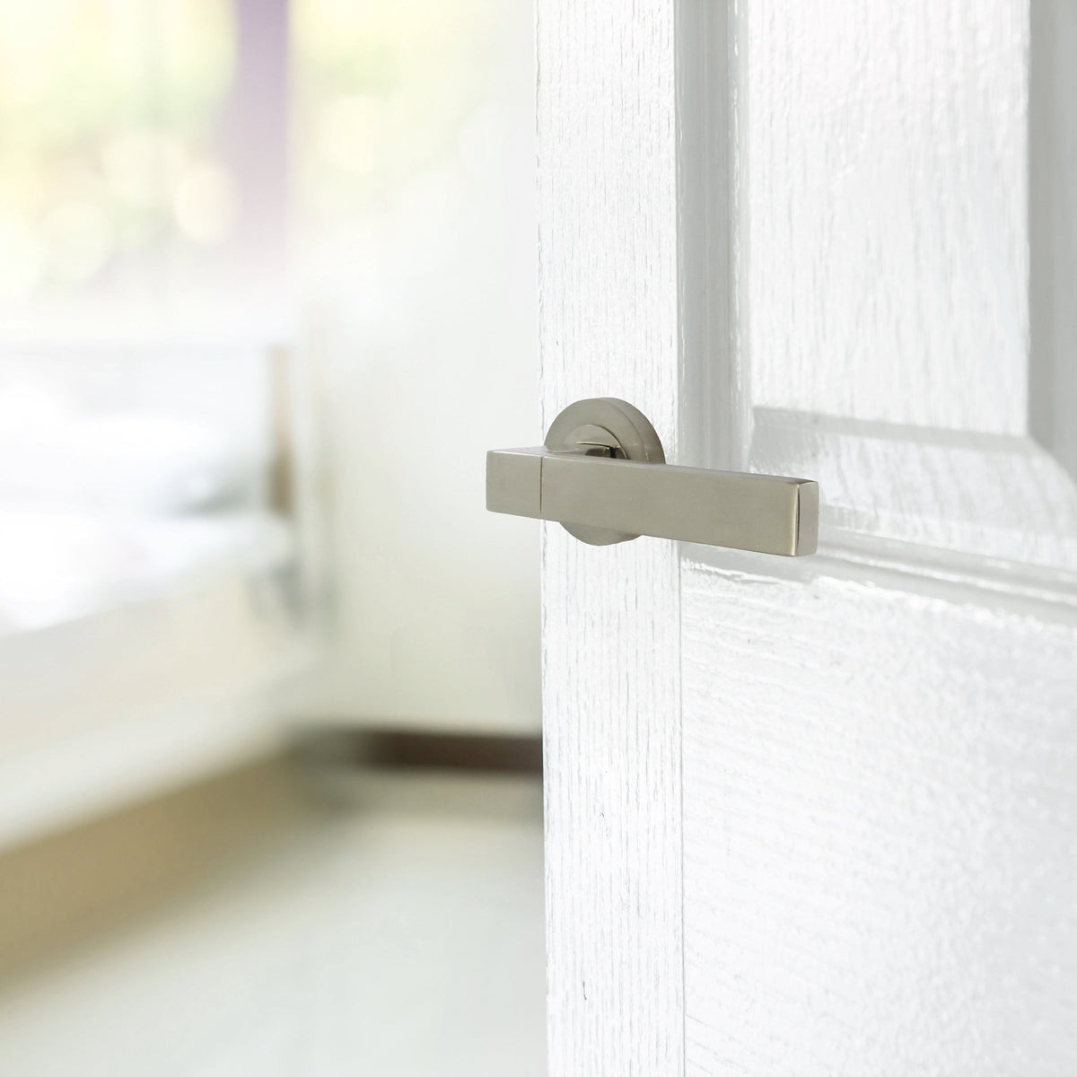 Marketplace JPG companion for Cafri Line Door Handle Lock Key Set Modern Satin Nickel Lever on Rose Internal Escutcheon Pack
