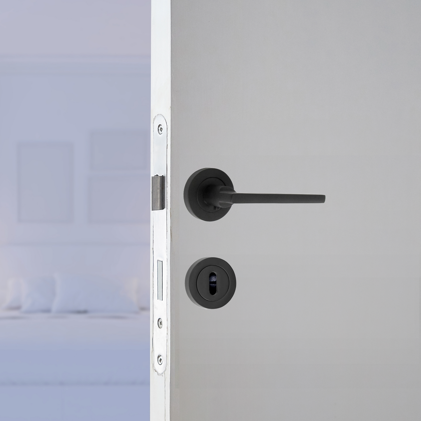 Ensemble de clés de serrure de poignée de porte UNO moderne noir mat levier sur rosace écusson interne