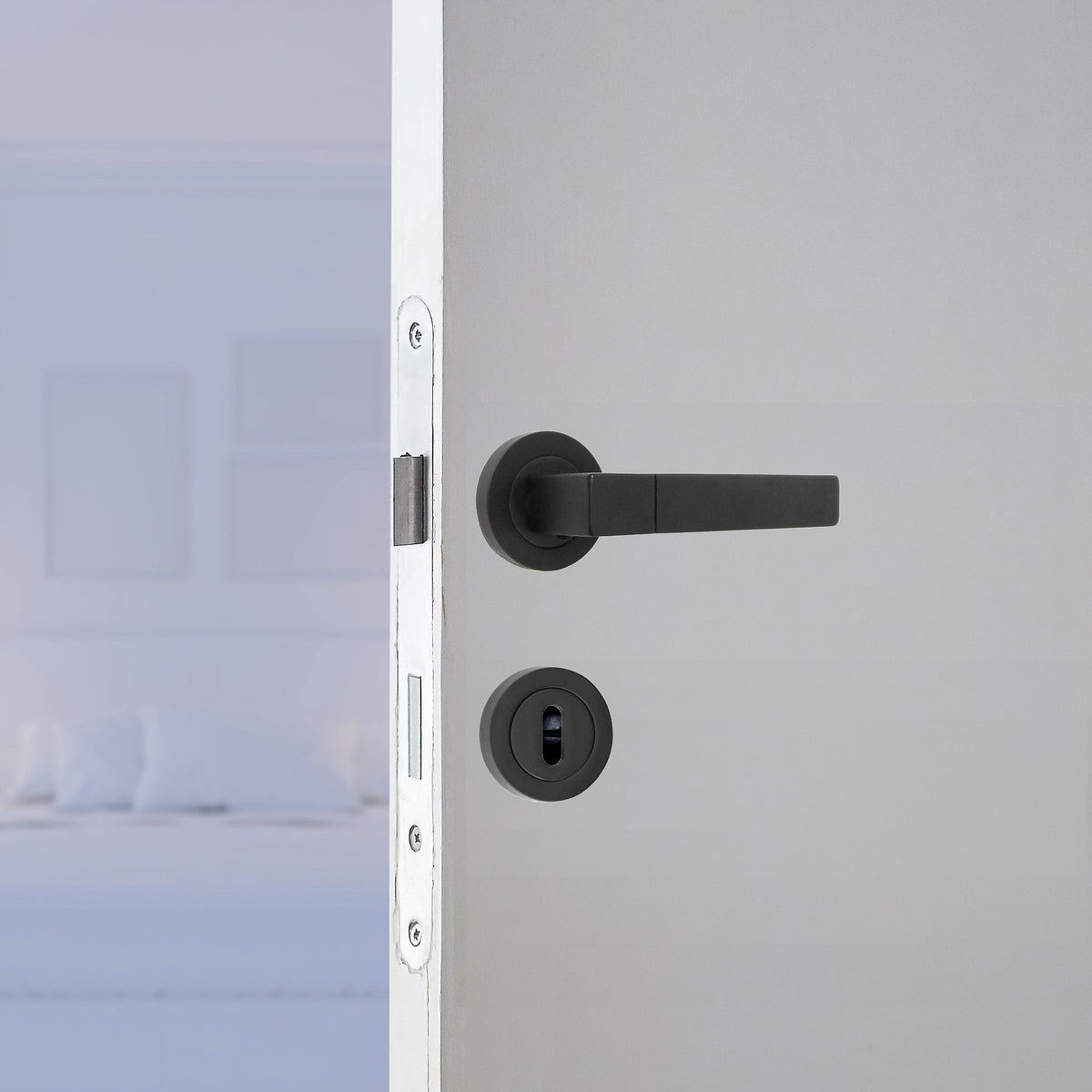 Marketplace JPG companion for Cafri Line Door Handle Lock Key Set Rectangular Matt Black Lever Rose Internal Escutcheon