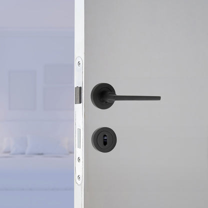 Marketplace JPG companion for UNO Door Handle Lock Key Set Modern Matt Black Lever on Rose with Escutcheon and Lock