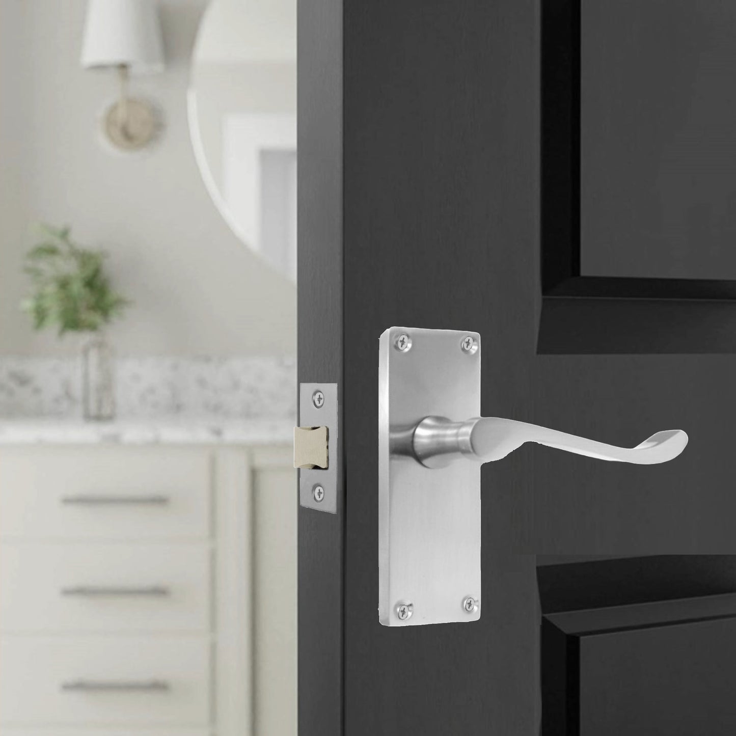 Marketplace JPG companion for Door Handles Scroll Lever Internal Latch - Chrome Satin Pack Hinges 118 X 40mm - 8mm