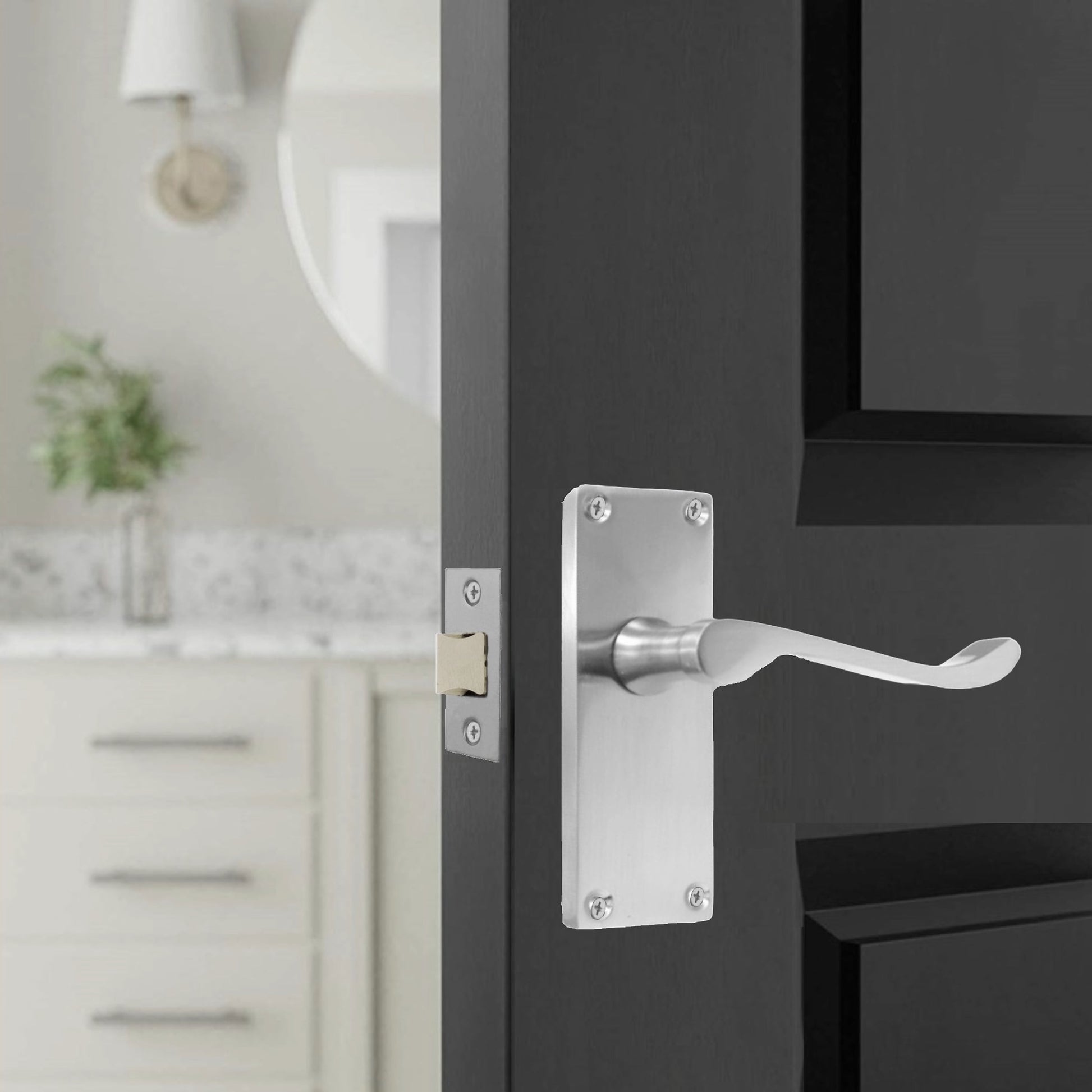 Marketplace JPG companion for Door Handles Scroll Lever Internal Latch - Chrome Satin Pack Hinges 118 X 40mm - 8mm