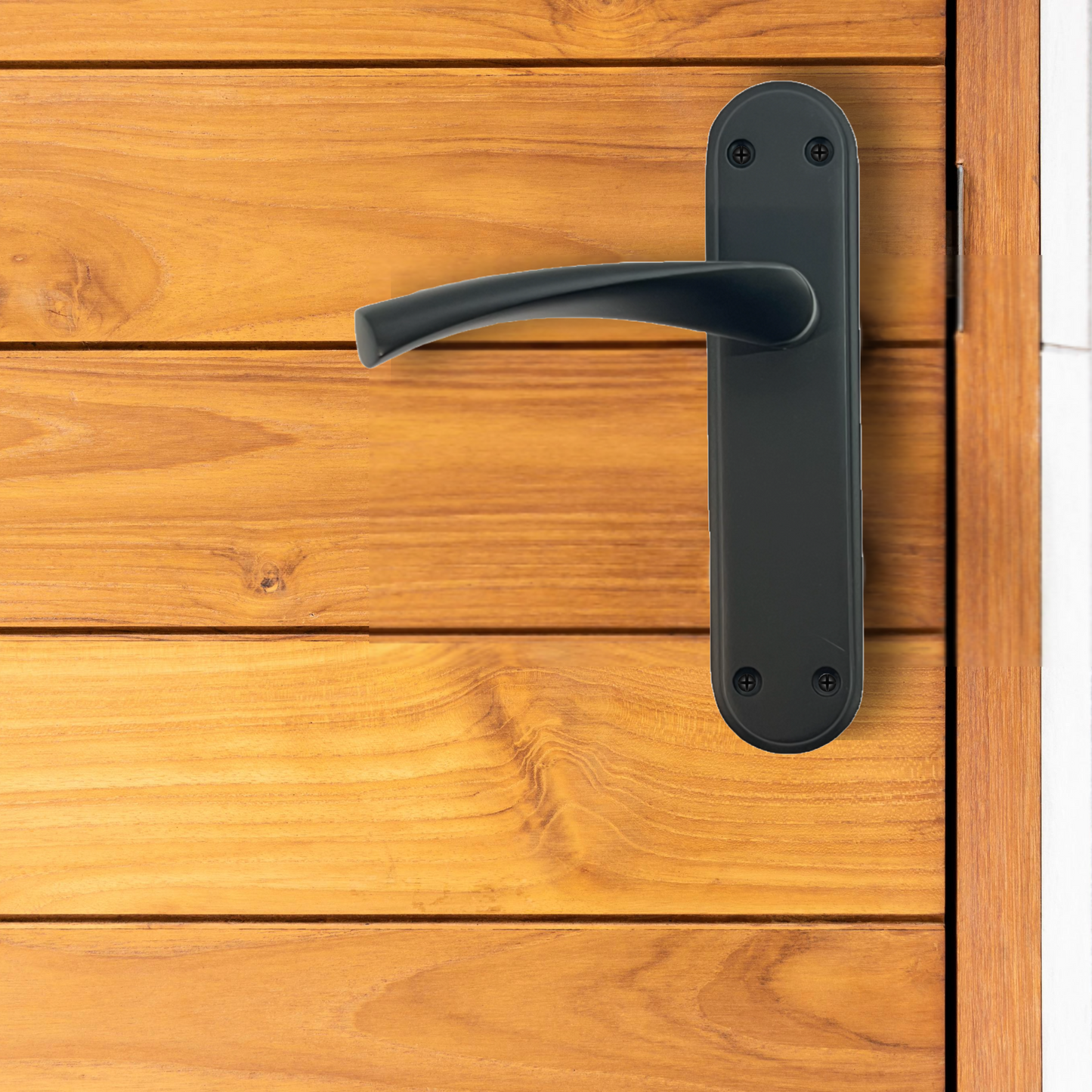 Genova Door Handles Matt Black Twist Lever Latch on Modern Marina Backplate