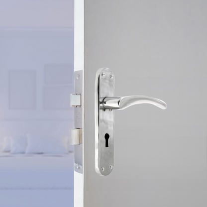 Monja Astrid Door Handles Arched Lever Polished Chrome Key Lock