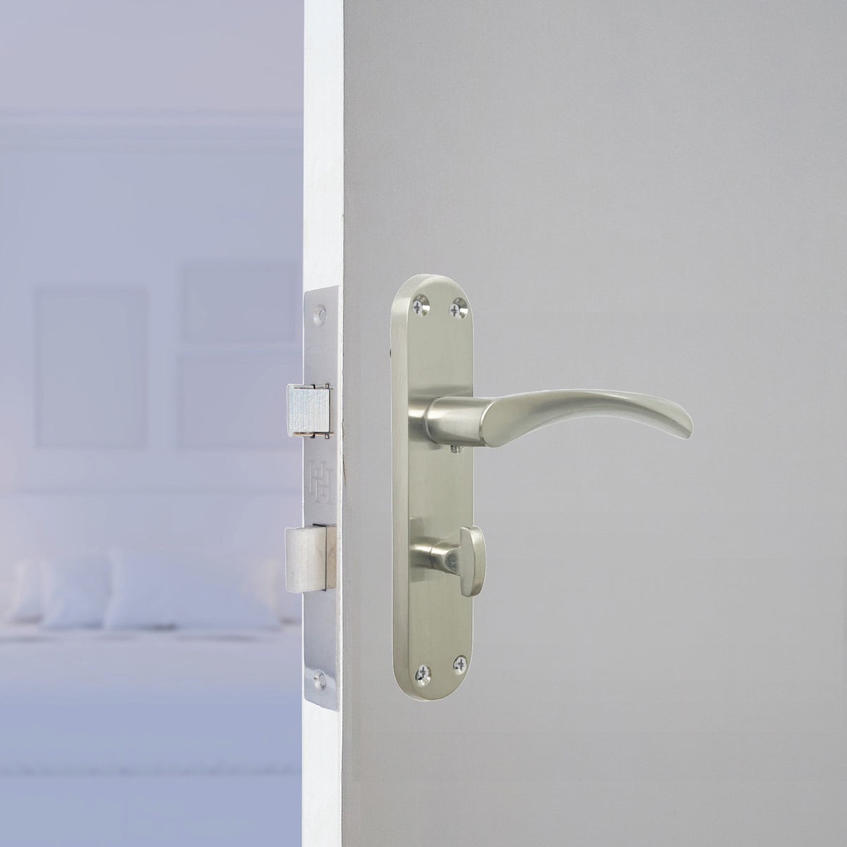 Marketplace JPG companion for Monja Astrid Door Handles Arched Lever Satin Bathroom Lock Pack