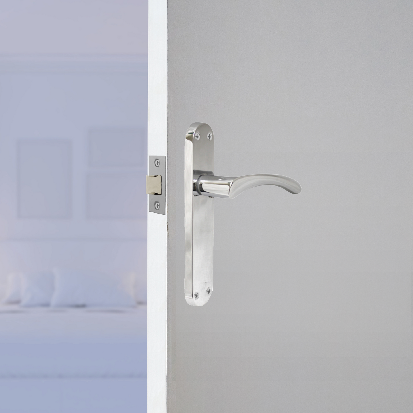 Monja Astrid Door Handles Arched Lever Polished Chrome Latch