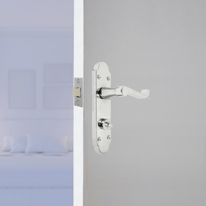 Poignée de porte de salle de bain Epsom avec serrure et loquet tubulaire à levier à défilement - Chrome 