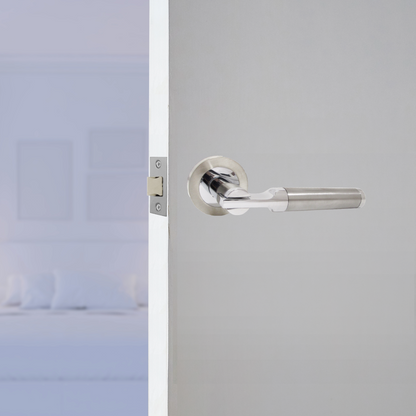 Electra Door Handles Latch Lever on Rose Duo - Chrome Satin Latch Pack Hinges 140mm