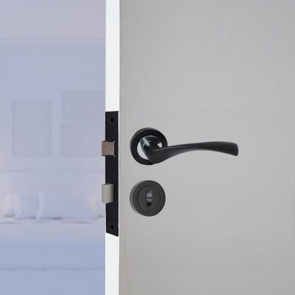 Marketplace JPG companion for Astrid Door Handles Latch Twist Lever on Rose Duo Matt Black Chrome Escutcheon Key Lock 120mm - 50mm