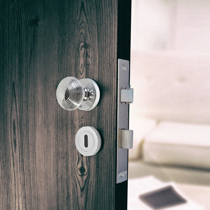 Marketplace JPG companion for Door Knobs Reeded Round Internal Mortice Knob - Chrome Escutcheon Key Lock 56mm
