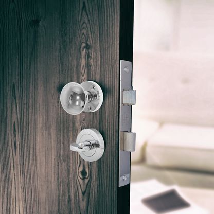 Door Knobs Round Victorian Mortice Knob Sprung - Chrome Thumbturn Lock Pack 56mm