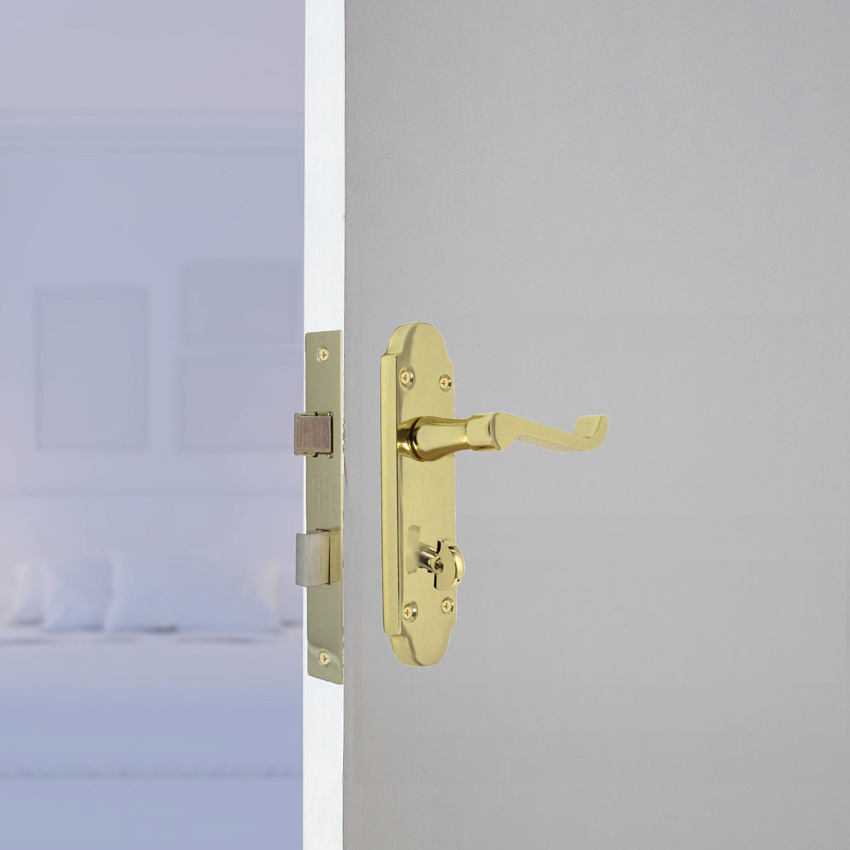 Marketplace JPG companion for Epsom Door Handle Bathroom Lock Scroll Lever - Brass Pack Hinges