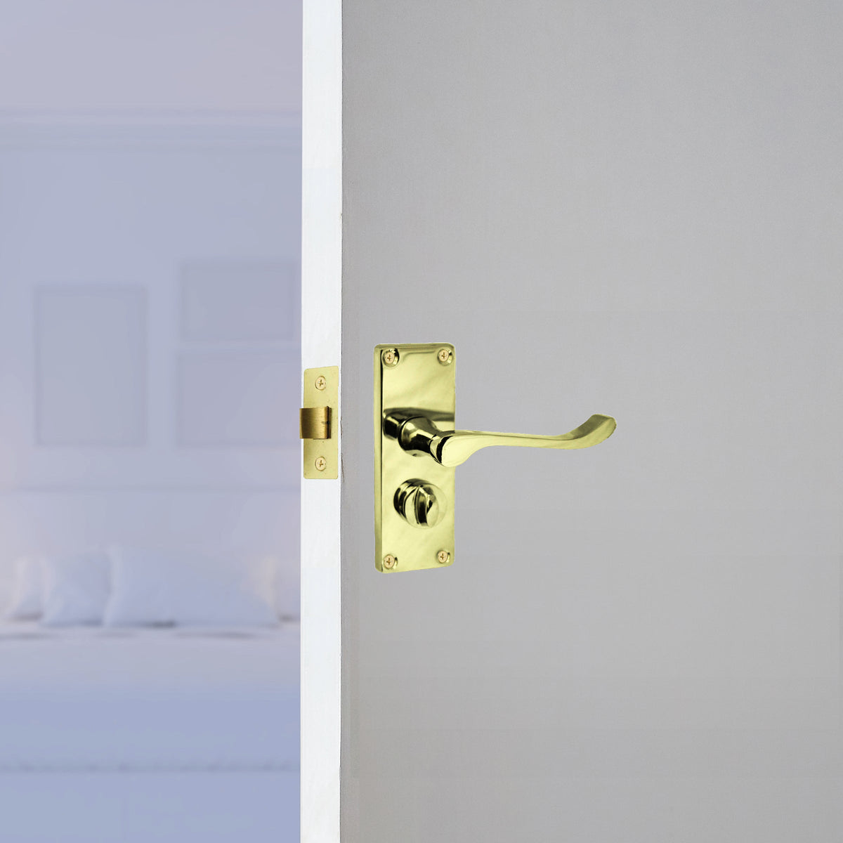 Marketplace JPG companion for Door Handles Scroll Bathroom WC Privacy Lock - Brass 118 X 40mm