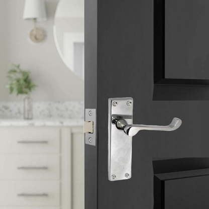 Poignées de porte victoriennes à levier et à volutes - Chrome 150 x 40 mm