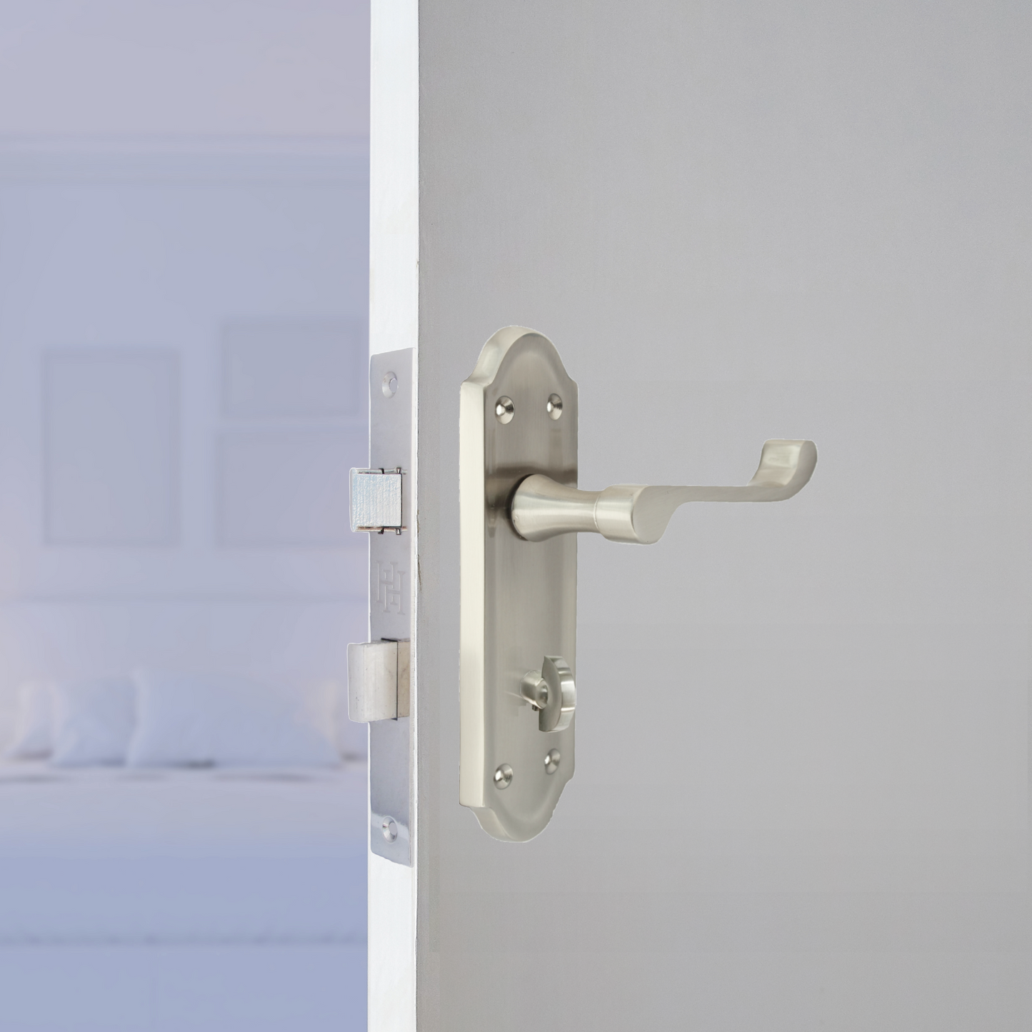 Poignée de porte de salle de bain Ashford avec levier à défilement - Satin