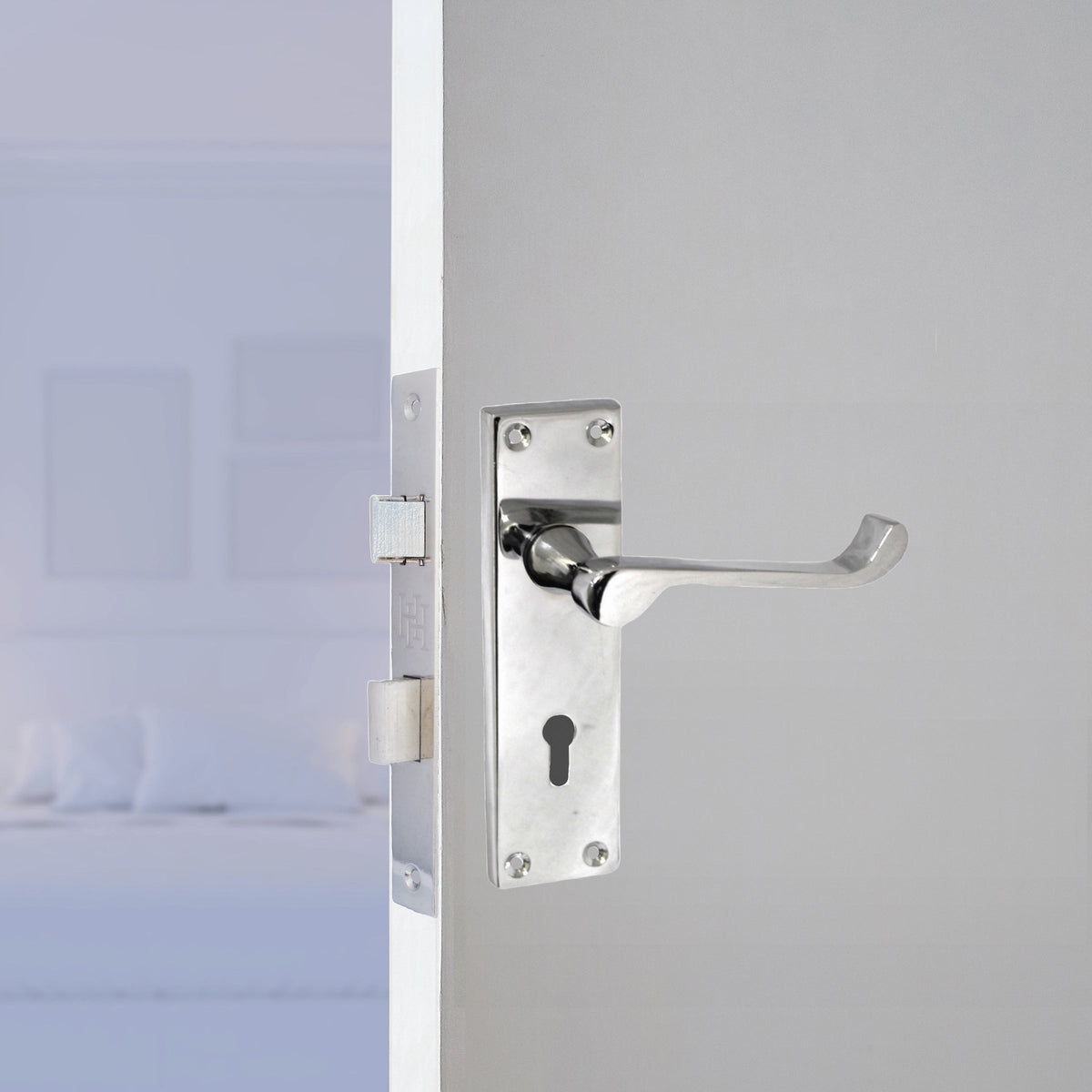 Marketplace JPG companion for Door Handles Victorian Scroll Lever Lock - Chrome 150 X 40mm