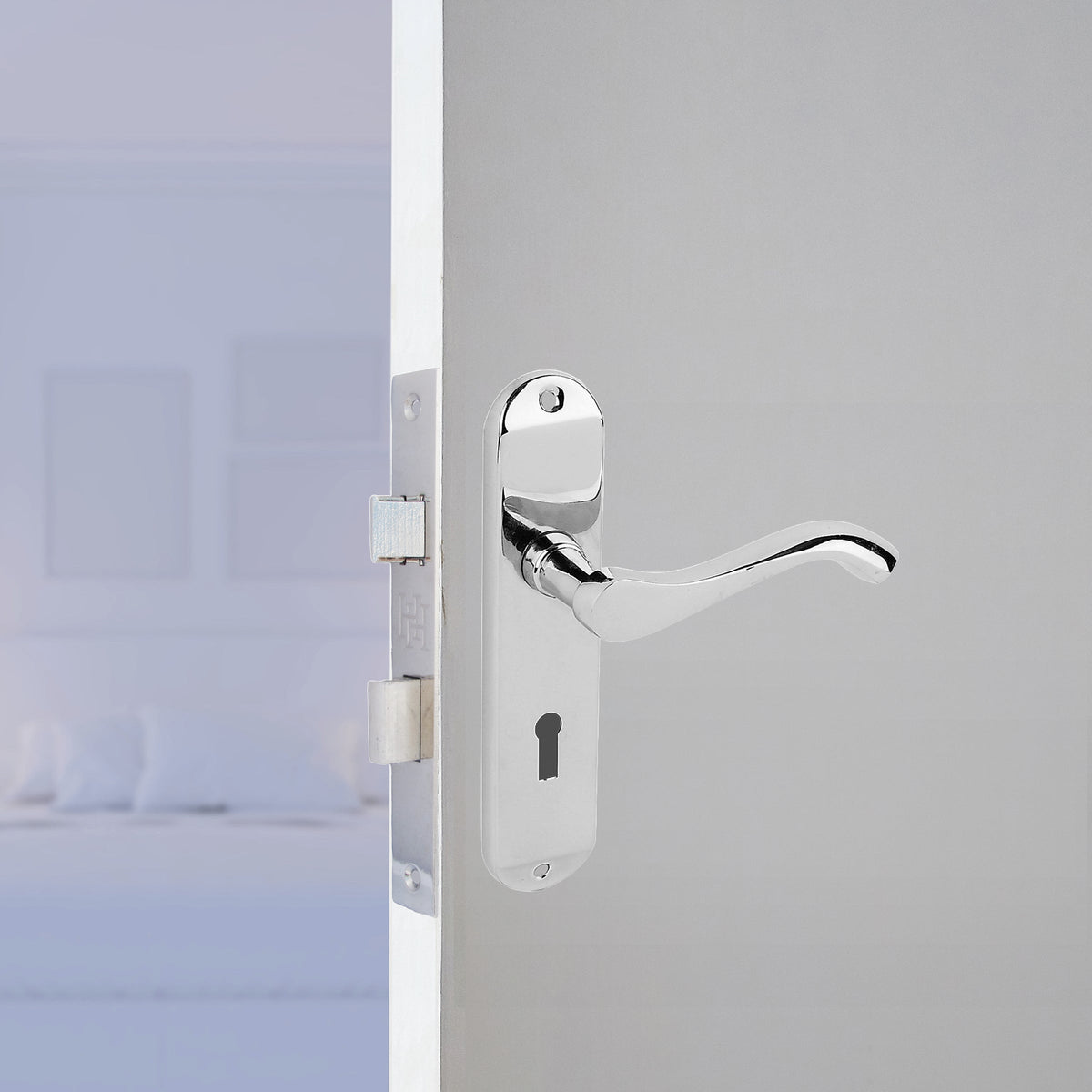 Marketplace JPG companion for Cadenza Door Handles on Backplate Chrome Scroll Sash Lock Set