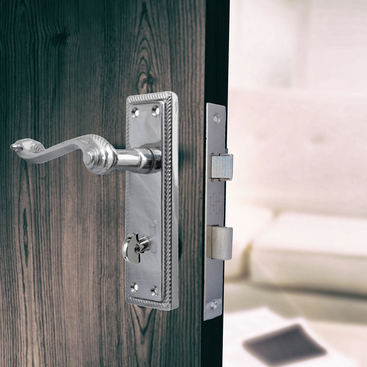 Marketplace JPG companion for Georgian Door Handle Chrome, Bathroom WC Toilet Handles, Mortice Lock Hinges Set - 3"