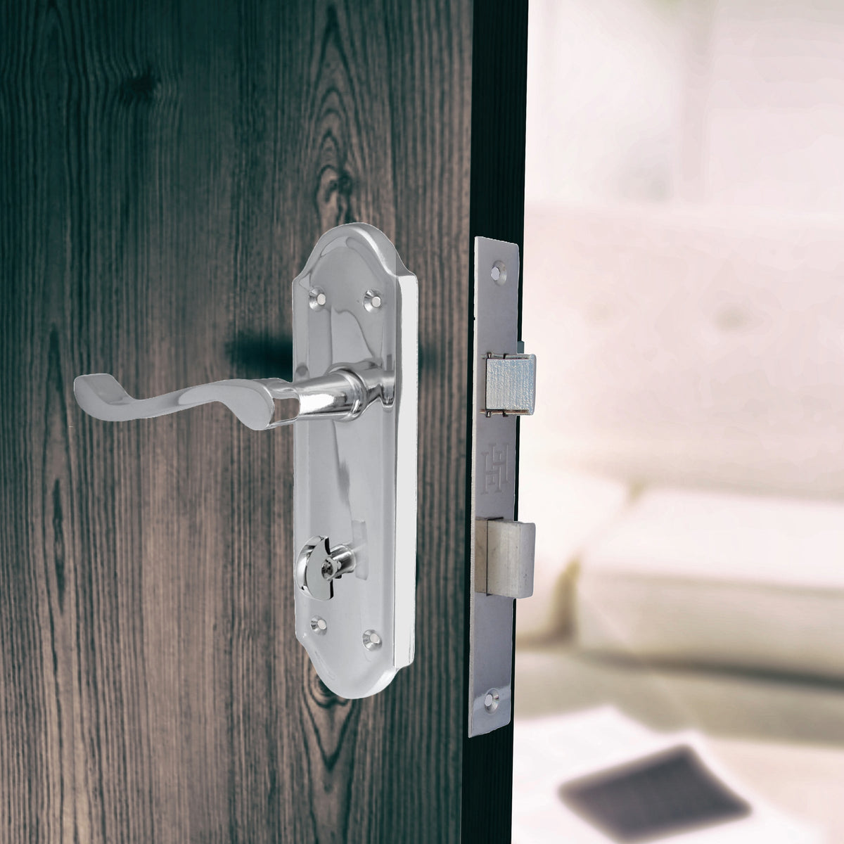 Marketplace JPG companion for Ashford Door Handle Bathroom Lock Scroll Lever - Chrome - 47mm