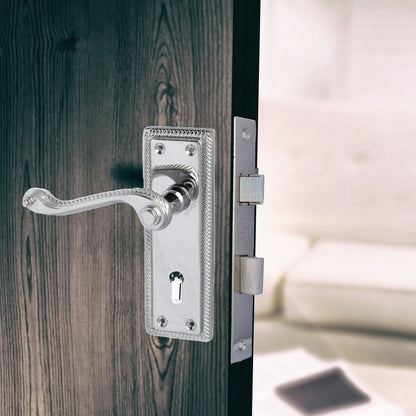 Marketplace JPG companion for Georgian Door Handles Key Lock, Pair Chrome 150mm X 48mm Backplate with Lock