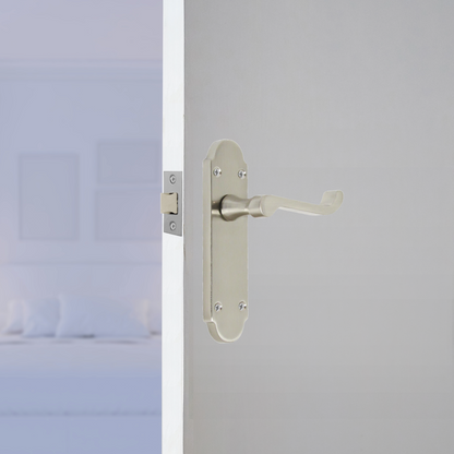 Epsom Door Handles Internal Latch Scroll Lever - Satin Pack Hinges