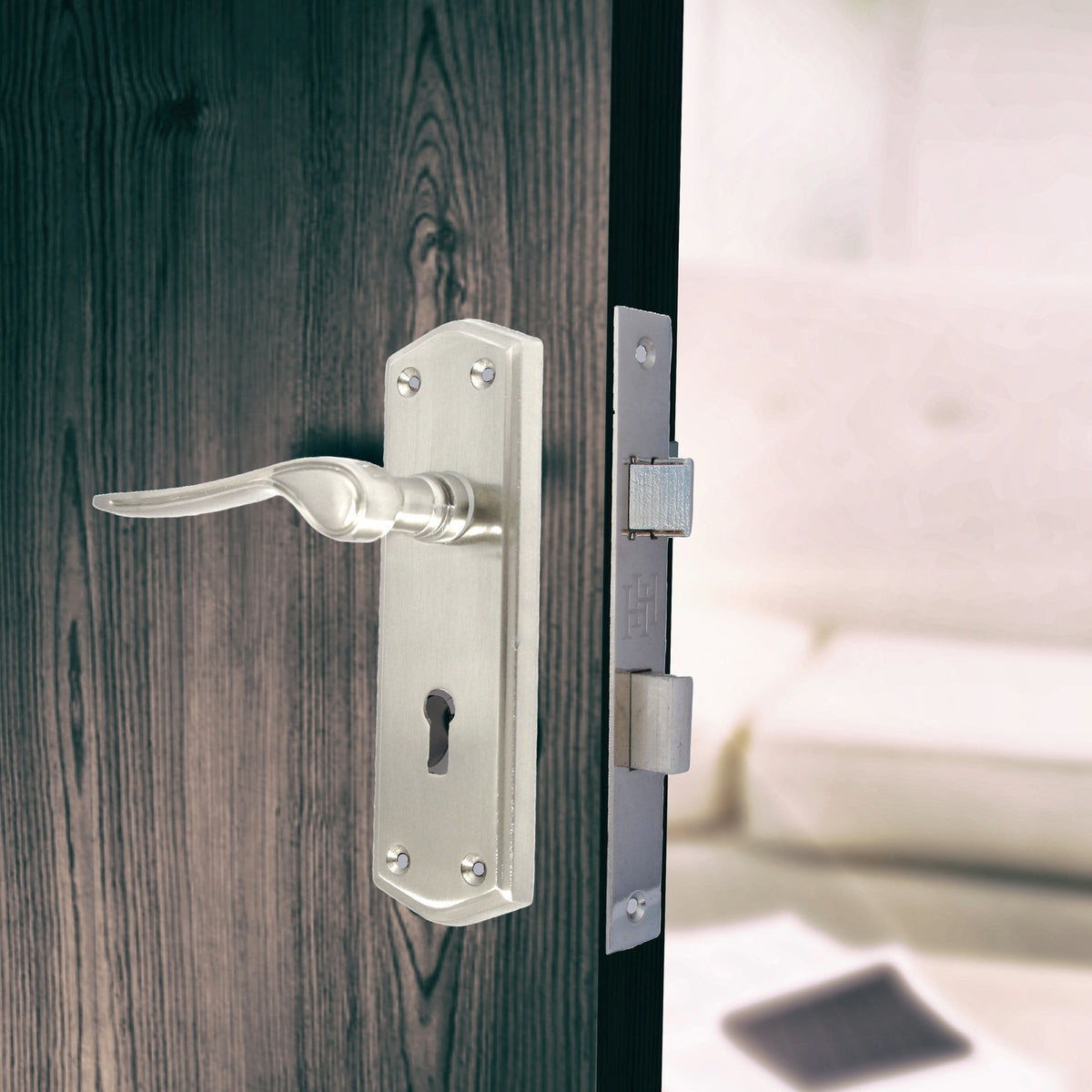 Marketplace JPG companion for Door Handles Stellar Scroll Lever Internal Lock - Satin 170mm X 50mm - 167mm X 51mm