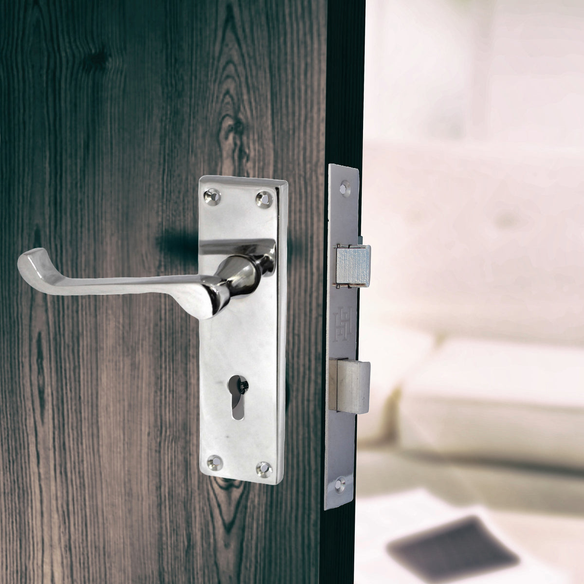 Marketplace JPG companion for Door Handles Victorian Scroll Lever Lock - Chrome 150 X 40mm