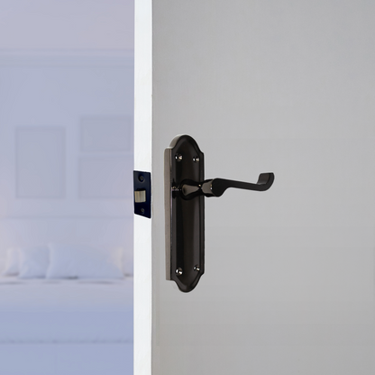 Poignées de porte Ashford en nickel noir, loquet en laiton, levier à défilement, 1/4/6 paires