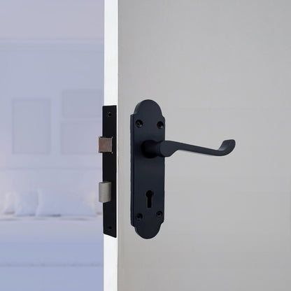 Marketplace JPG companion for Epsom Door Handle Key Lock Scroll Lever - Matt Black Pack Hinges