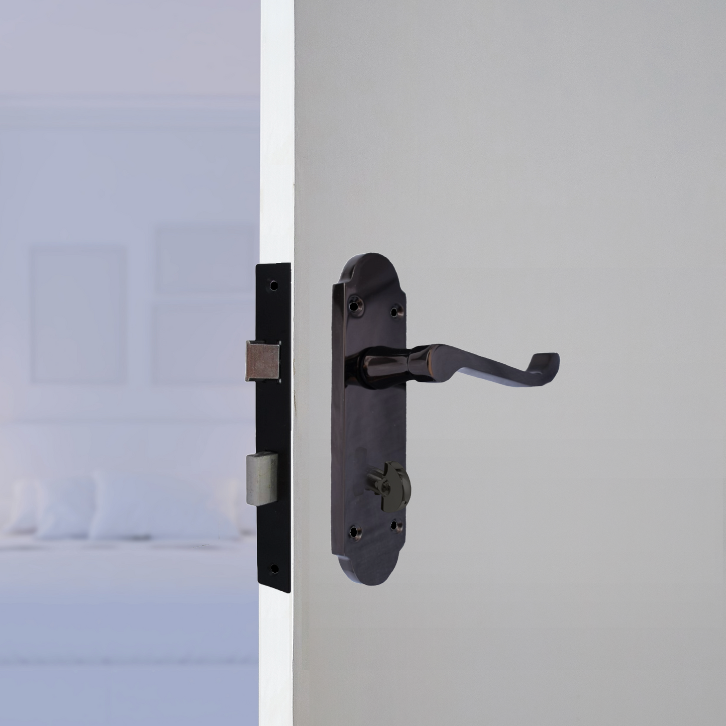 Poignée de porte Epsom pour salle de bain, levier à défilement, nickel noir