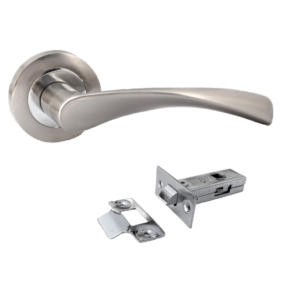 Marketplace JPG companion for Astrid Door Handles Latch Pack Twist Lever on Rose - Satin Chrome 120mm