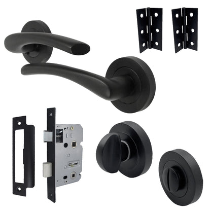 Marketplace JPG companion for Zena Door Handle Bathroom Set Modern Design Matt Black Lever on Rose Internal Thumb Turn