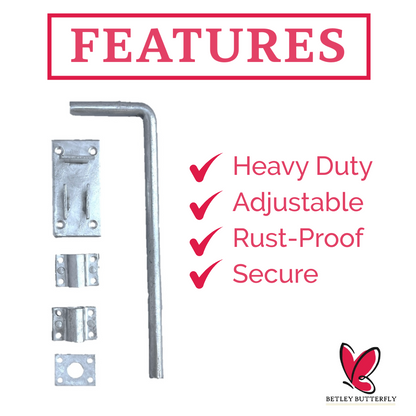 Verrou de porte de garage robuste et robuste de 12 po à 24 po