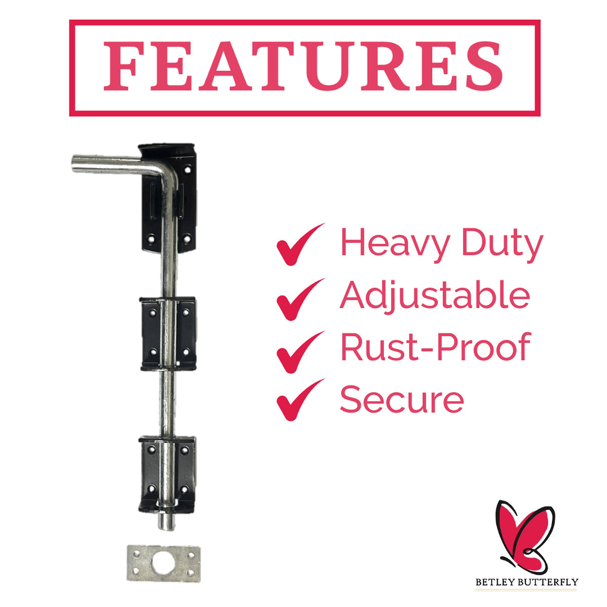 Marketplace JPG companion for Drop Bolt 12" 15" 18" 24" Gate Garage Heavy Duty Shed Lock Black & Zinc