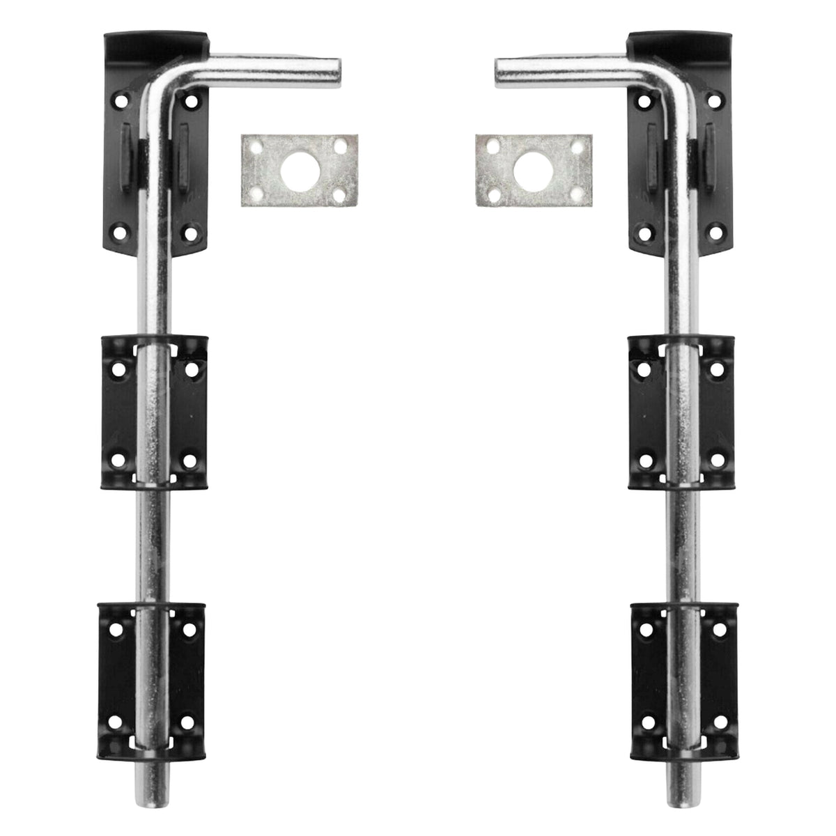 Marketplace JPG companion for Pair of Black Zinc Stable Drop Bolts for Gates & Sheds 12" / 15" / 18" / 24"