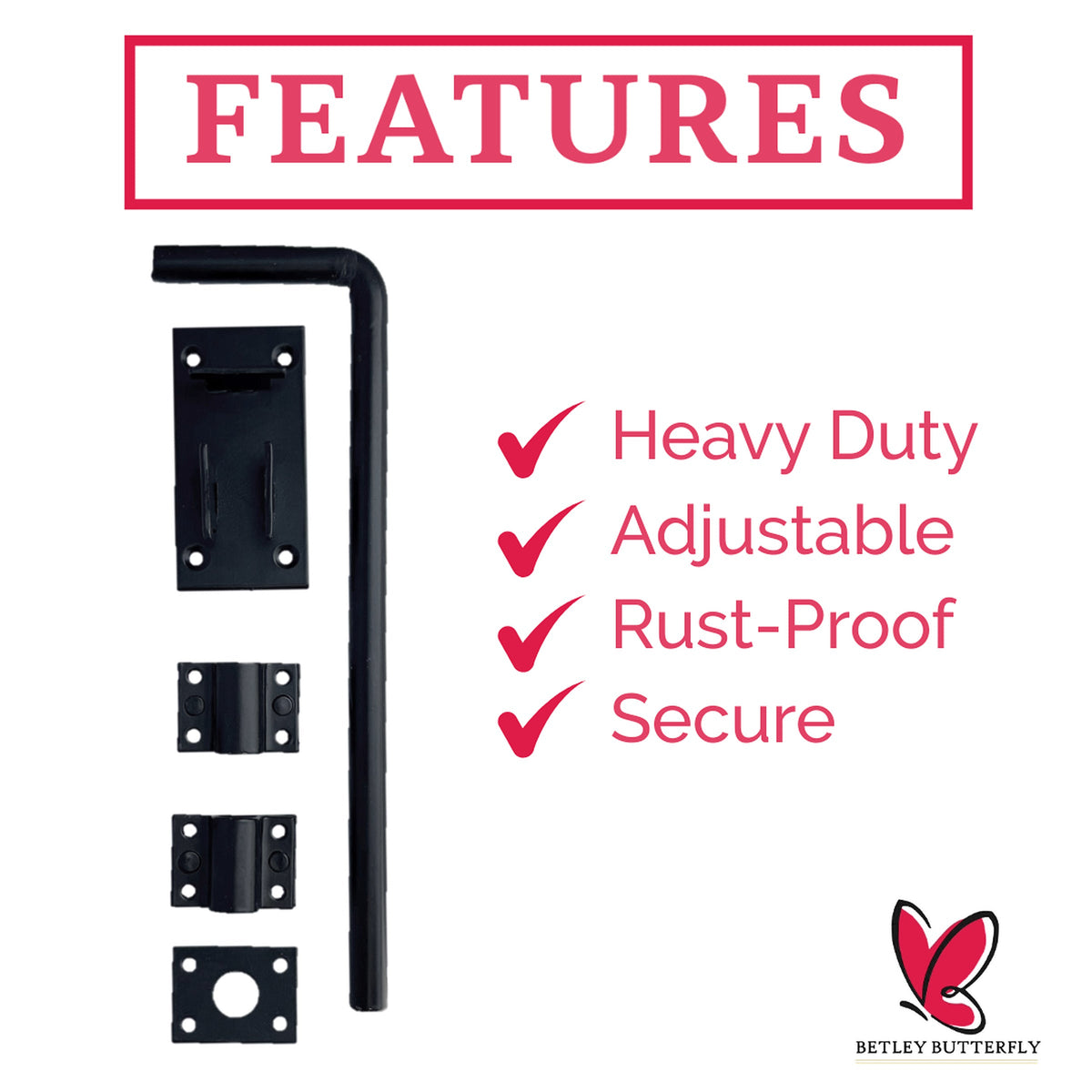 Marketplace JPG companion for Drop Bolt 12" 18" 24" Gate Garage Heavy Duty Lock Galvanised or Black