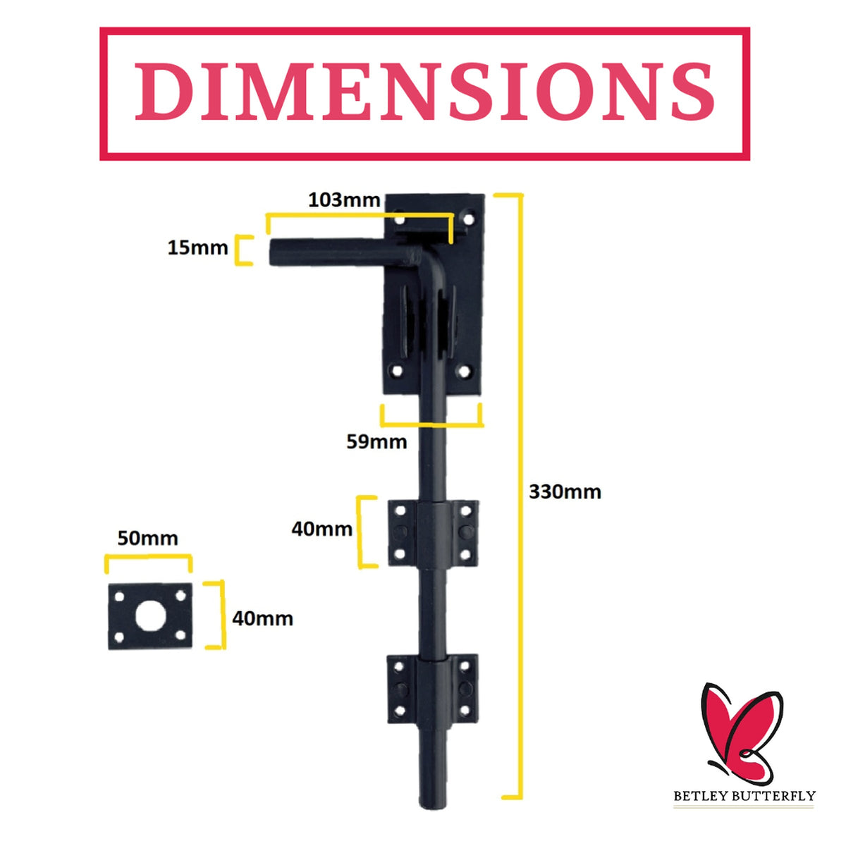 Marketplace JPG companion for Drop Bolt 12" 18" 24" Gate Garage Heavy Duty Lock Galvanised or Black