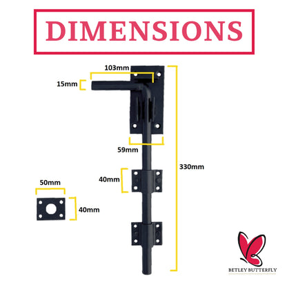 Marketplace JPG companion for Drop Bolt 12" 18" 24" Gate Garage Heavy Duty Lock Galvanised or Black